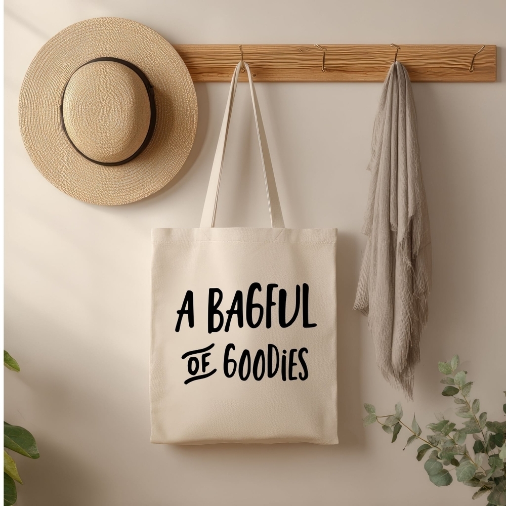 Custom Natural Canvas Tote A Bag Full Of Goodies